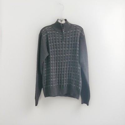 Men's XL Enzo Cavalleri Charcoal Sweater Pullover 3/4 Zip Closure
