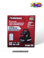 Husky 6 Gal Air Compressor 175 PSI Electric Oil-Free Pancake Dual Gauge Tool NEW