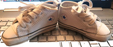 Baby Boy Girl Converse First Star White Leather Soft Sole Crib sneakers sz 2