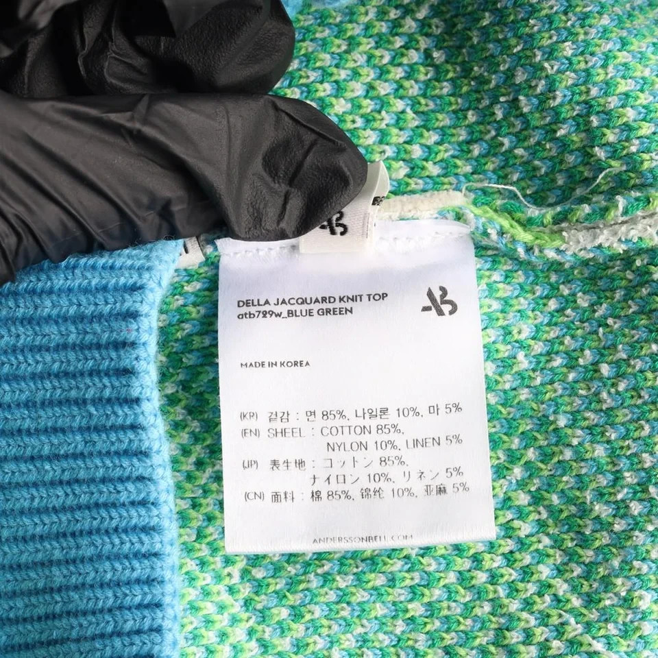 Andersson Bell Blue Green Pattern Knit Short Slee… - image 4