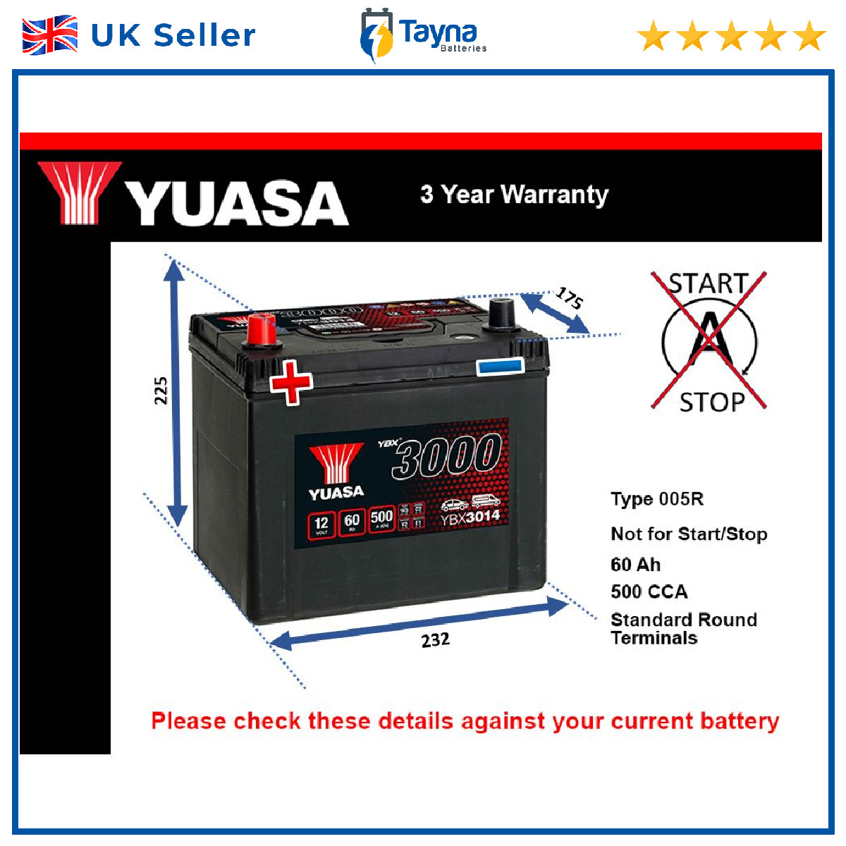 Battery fits MITSUBISHI SPACE STAR FTO SPACE RUNNER SPACE WAGON 005R New
