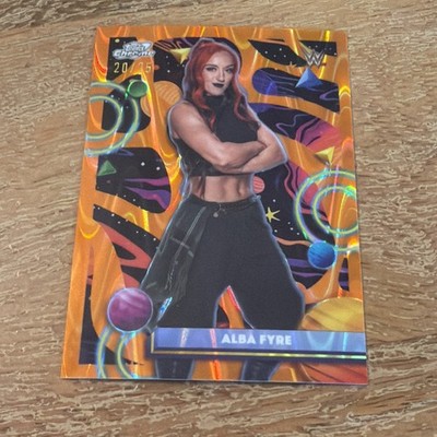 2026 Topps Cosmic Chrome WWE Alba Fyre Base /25 Orange Flare Refractor 162