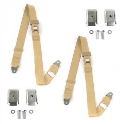 Ford Fairlane 1962 - 1965 Standard 2pt Tan Belt Kit w/Brackets-2 Belts