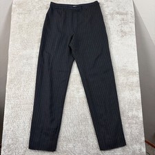 Giorgio Armani Black Pinstripe Wool Blend Straight Leg Trousers Italy Size 46