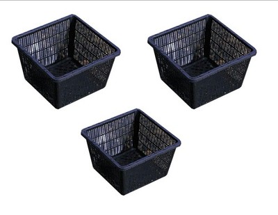 11'' Sq Aquatic Pond Plant Basket Plastic Slotted Mesh Garden Pots, Value 3 Pack