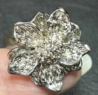 VTG Silver T Dimensional Flower Costume Ring Sz 9