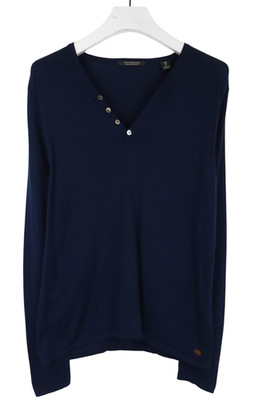 SCOTCH & SODA Jumper Herren MEDIUM Knitted Long Sleeve Pullover V-neck Blue