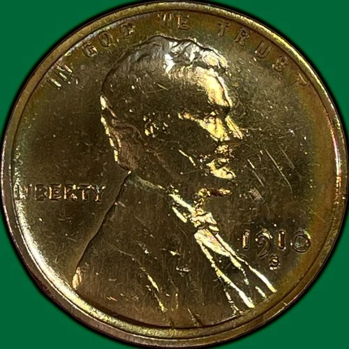 1910-S Lincoln Wheat Cent Very Good VG Coin, Harshly Cleaned #34370