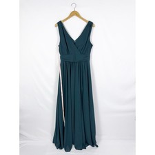 Lulus Thoughts of Hue Surplice Maxi Dress Women's Large Emerald Green