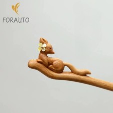 Little Fox's New Chinese Style Hairpin Peach Wood Women's Hairpin Cheongsam
