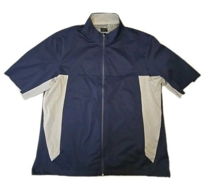 Greg Norman Mens XL Blue Gray Full Zip Short Sleeve Golf Windbreaker Jacket