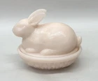 L.E. Smith Pink Milk Glass Bunny Nest Dish Martha by Mail