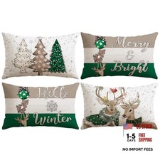 Set of 4 Green 12x20 Inch Throw Pillow Covers - 20"x12" - Set of 4