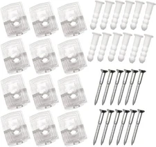 Topzone 1/4" inch Heavy Duty 25 Pound Crystal Clear Plastic Mirror Holder Clips,