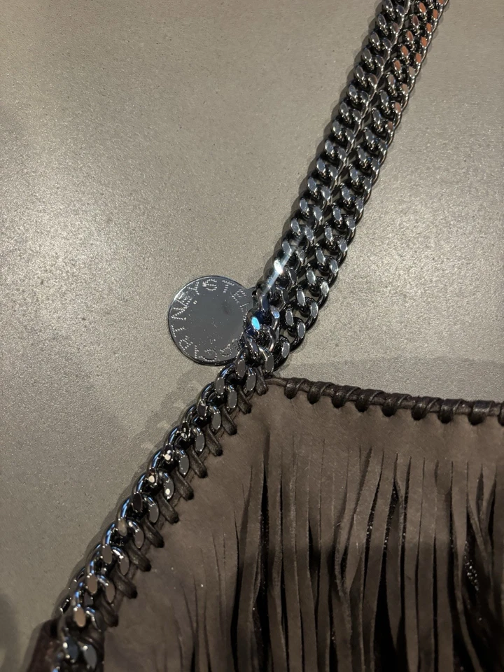 Stella McCartney Grey Suede Falabella Chain Shoulder Bag Tote - Image 3 of 4