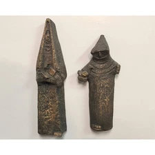 Vintage Jaru Pottery Brutalist Monk and Nun Wall Hangings MCM Figures