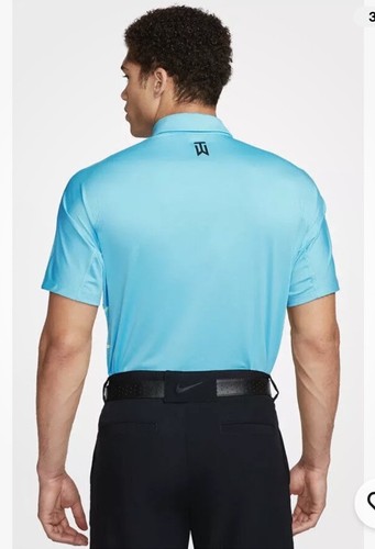 Nike Mens TW Tiger Woods Striped Short Sleeve Golf Polo Blue Sz Med DR5318 - Picture 3 of 6