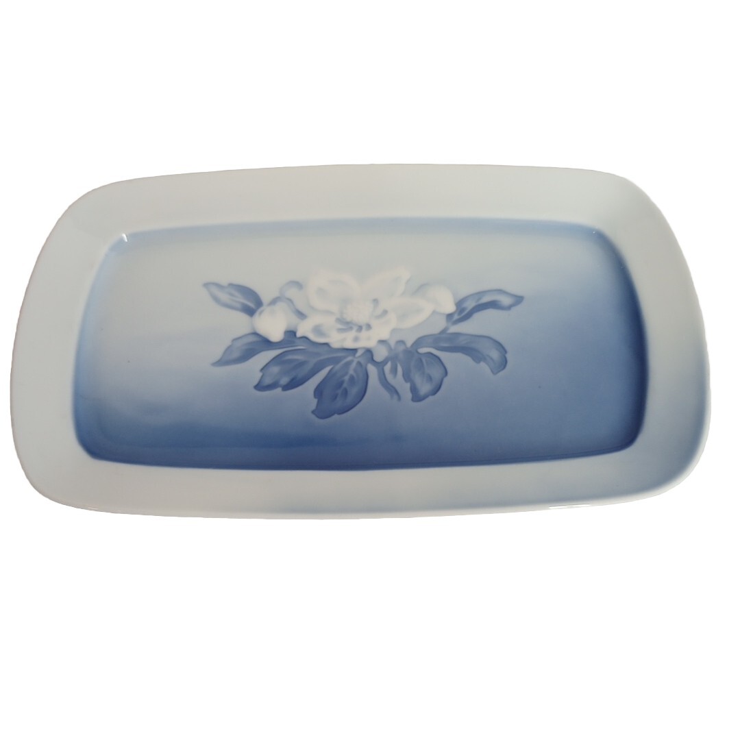 Bing & Grondahl Danish Porcelain Christmas Rose Tray Trinket Dish 8.5x5" Denmark