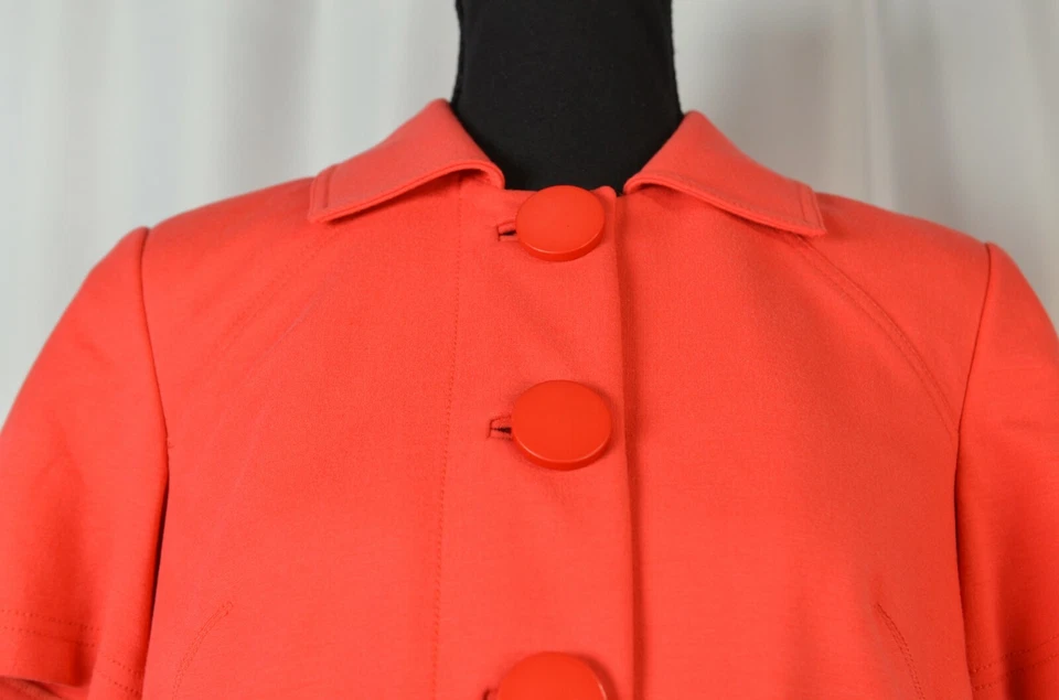 Chaqueta Blazer Kay Unger Para Mujer Recortada Salmón Manga Corta Talla 4 Encogerse de hombros Informal Foto 2 de 4