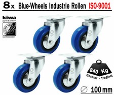 Blue Wheels Industrie Transport Lenk Rollen 8 x Ø 100mm Le-Le/ BS-Rollen Germany