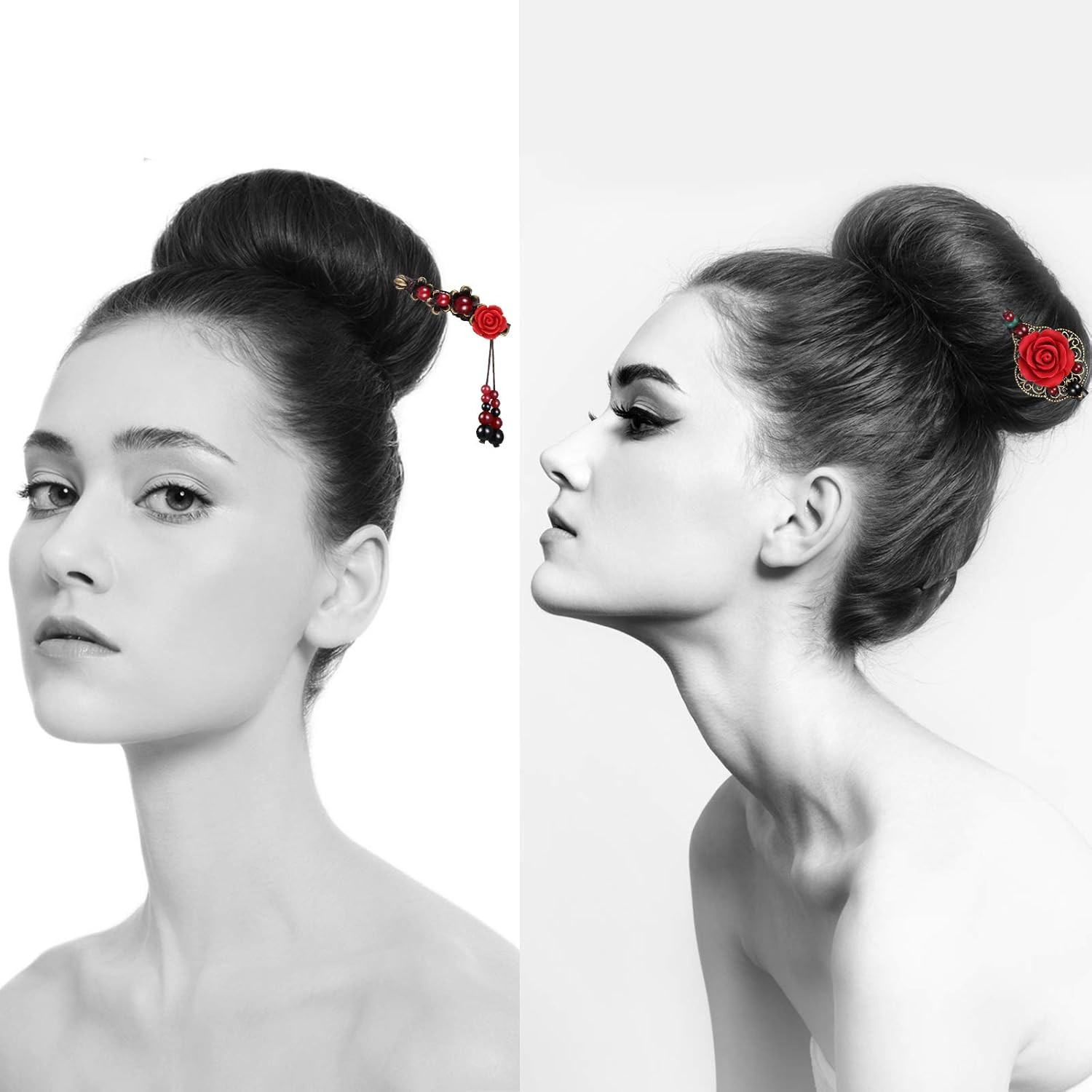 3 Pieces Chinese Hair Stick Japanese Retro Wooden Hairpin Flower Hair Chopsticks