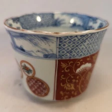 Antique Japanese Edo Arita Imari Porcelain Soba Choko Tea Cup Flowers Japan