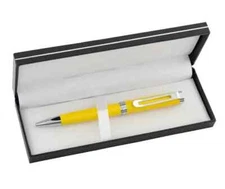 Invicta Twist Type Ballpoint Collectors Pen (IPM236). Yellow / Chrome with Case.