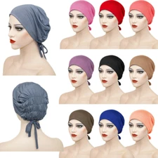 Underscarf Turban Muslim Hijab Lace Up Bonnet Elastic Cap Beanie Hat Head Scarf
