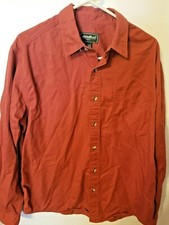 y2k eddie bauer size L shirt button up 1 pocket long sleeve rust 29 L 25 across