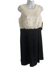 Vtg 90s Byer Studio California Shift Dress Sz 10 Black Cream Beaded Lace USA NWT