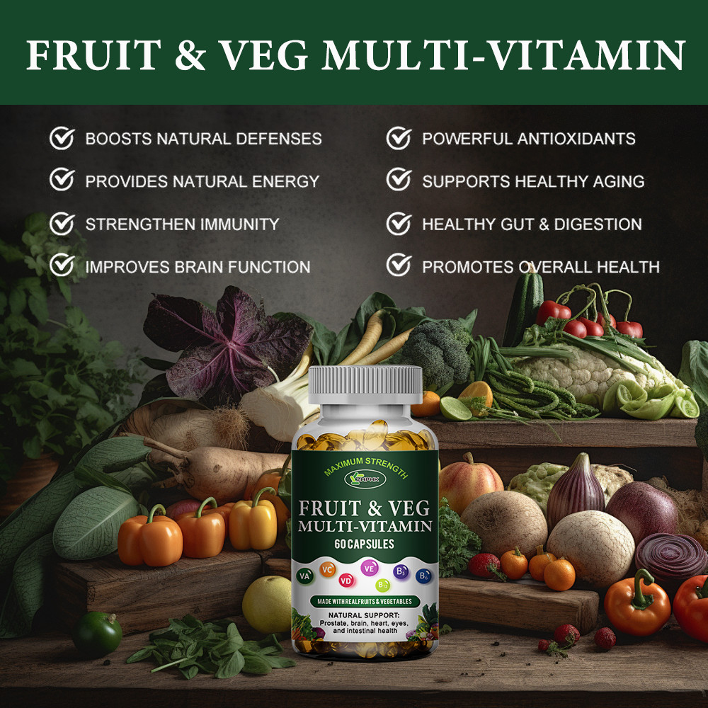 Fruit and Veggie Whole Supplement, Superfood Fruits and Vegetables 60 Capsules