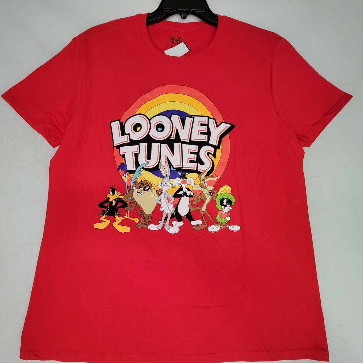 LOONEY TUNES GANG T SHIRT MENS RED LARGE L DAFFY BUGS TAZ