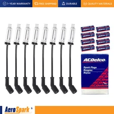 8mm Wireset + 8 AcDelco Spark Plug 41-110 for 2000-2019 GMC Yukon 5.3L 5.7L 6.2L