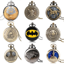 Antique Steampunk Full Hunter Vintage Quartz Pocket Watch Chain Pendant Retro