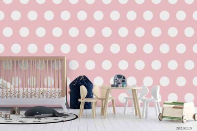 3D Geometric White Dot Pink Self-adhesive Removable Wallpaper Murals Wall 654