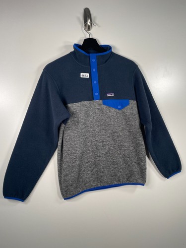 Patagonia Synchilla Kids Boys Snap-T Fleece Outdoor Jacket Blue Gray Sz XL 14 - Picture 3 of 9