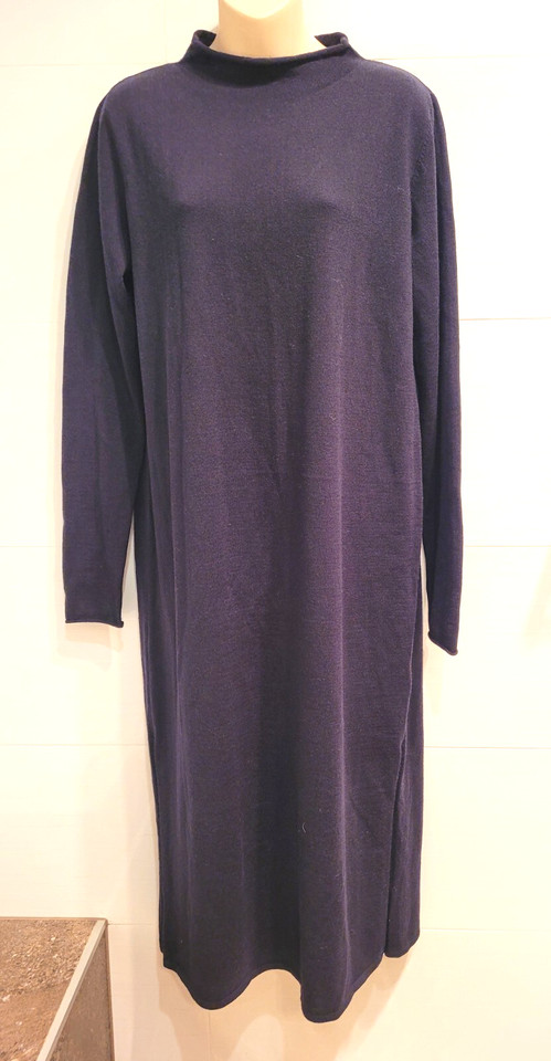 COS navy fine knit 100% wool , long sleeve maxi dress Size M