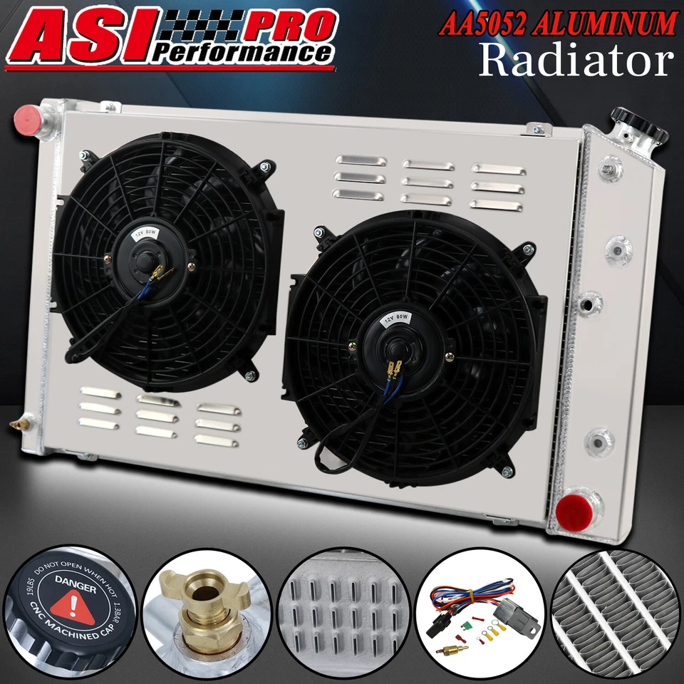 3Row Radiator+Shroud Fan Fit Chevy 70-81 Camaro 78-87 Monte Carlo G-Body Caprice Foto 3 de 4