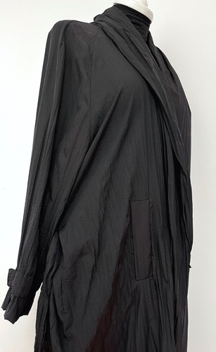 ZARA Long Trench Coat PLEATED Black BELT Lightweight LAPEL S Jacket NWT 7901/023 - Picture 14 of 19