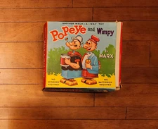 1964 Vintage Marx Popeye & Wimpy Walk-a-Way Toy in Box