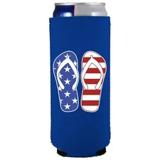 Stars and Stripes Flip Flop Slim Can Coolie; Compatible with Ultra
