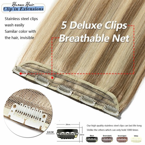 U Shape Russian 100% Remy Human Hair Extensions One Piece Clip In Full Head Weft - Picture 8 of 50