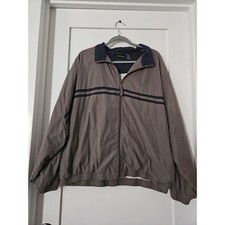 Vintage 90s Online Windbreaker Jacket Size L Green Striped Full Zip Retro