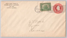 Lyons, Kansas, White Swan Laundry return envelope, printed imprint, 1932 1c