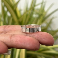 Textured 925 Sterling Silver Band Ring: Handmade Minimalist Jewelry All Size