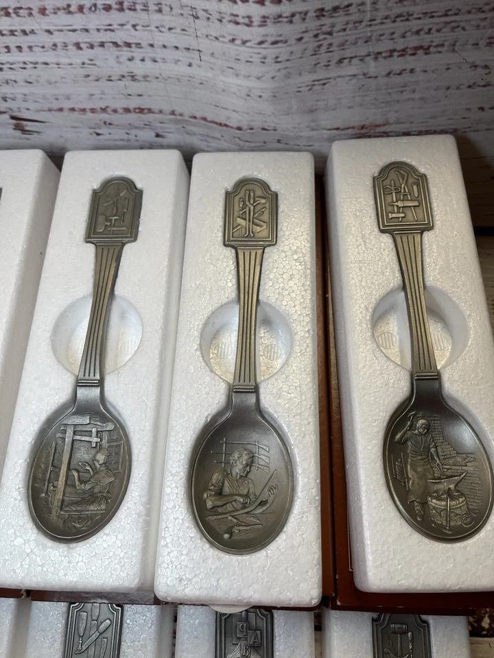 Limited Franklin Mint "The Craftsmen Of America" Pewter Spoon Collection 1976 - Image 4 of 4