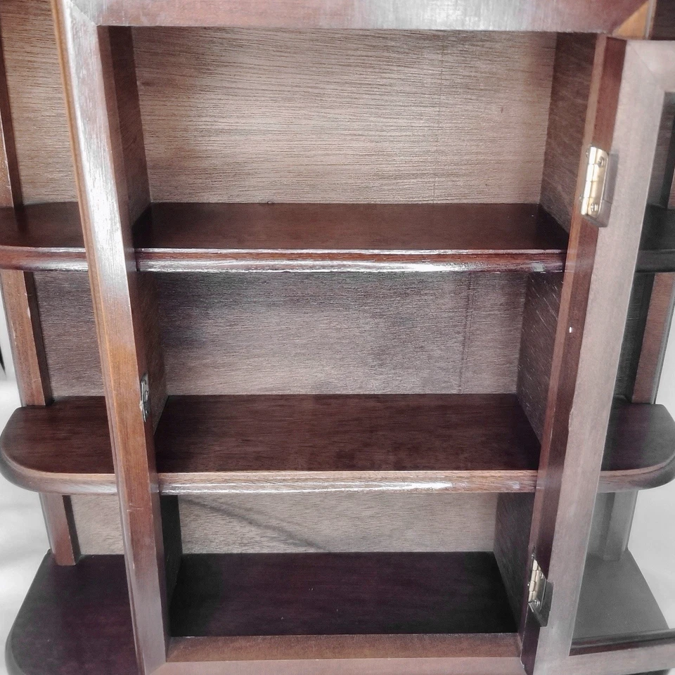 Vitrina de Curiosidades de Madera Pequeña Vtg con Puerta de Vidrio para Montaje en Pared de Mesa Miniatura Foto 4 de 4