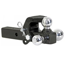 Buyers All-in-one Adjustable Tri-ball Hitch W Pintle Hook For 2 Receiver Mount