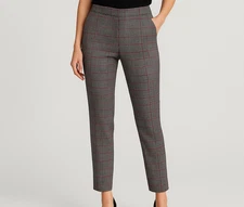 SOHO Pants Women Size S Black Red Plaid Stretch Slim Fit Trousers Career