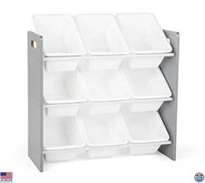 Humble Crew 9-Bin Toy Organizer, Inspire Grey – 3-Tier Kids' Storage Solution